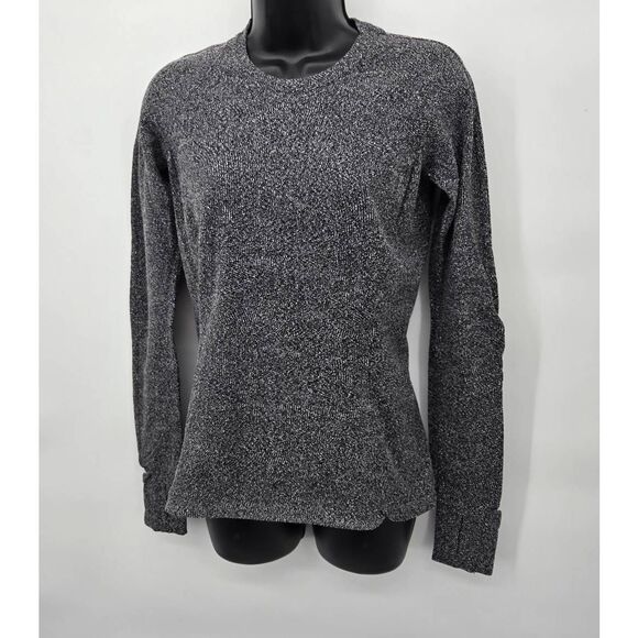 Lululemon Runderful Long Sleeve Size 8 Reconnect Jacquard White Black Top - Picture 3 of 11